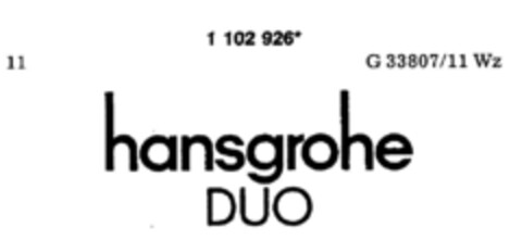 hansgrohe DUO Logo (DPMA, 02.12.1986)