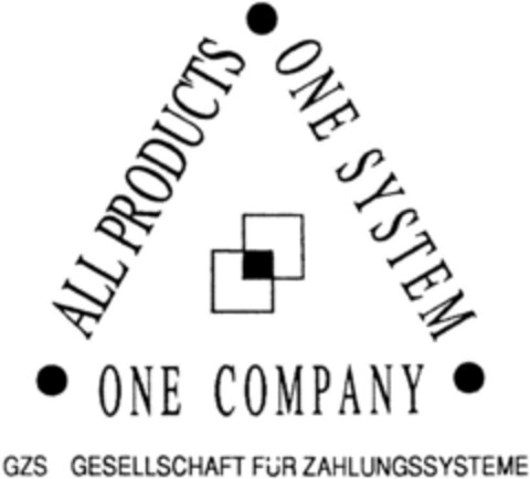 GZS GESELLSCHAFT FÜR ZAHLUNGSSYSTEME ONE SYSTEME ONE COMPANY ALL PRODUCTS Logo (DPMA, 28.09.1993)