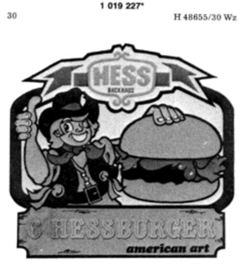 HESS BACKHAUS 6 HESSBURGER american art Logo (DPMA, 10.04.1981)