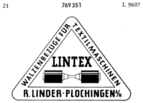 WALZENBEZÜGE FÜR TEXTILMASCHINEN LINTEX Logo (DPMA, 02.08.1961)