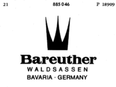 Bareuther WALDSASSEN BAVARIA GERMANY Logo (DPMA, 04/29/1970)