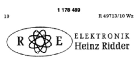 RE ELEKTRONIK Heinz Ridder Logo (DPMA, 08.08.1990)