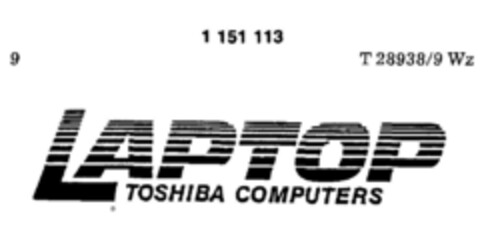 LAPTOP TOSHIBA COMPUTERS Logo (DPMA, 03.05.1989)