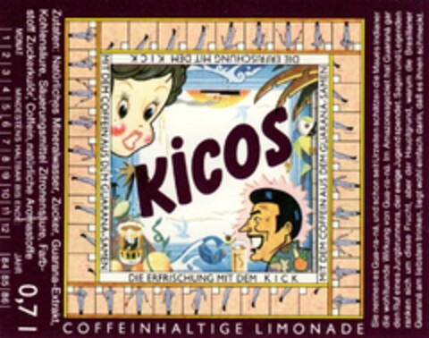 KiCOS DIE ERFRISCHUNG MIT DEM KICK Logo (DPMA, 02/06/1986)