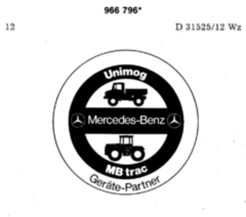 Unimog MB trac Mercedes-Benz Logo (DPMA, 01.09.1977)