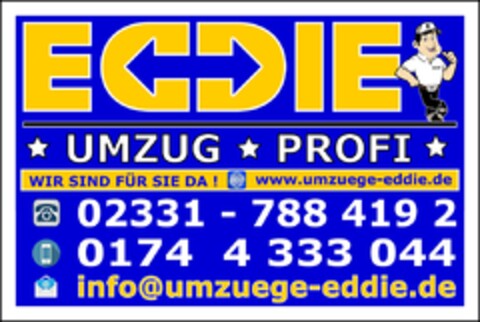 EDDIE UMZUG PROFI WIR SIND FÜR SIE DA! Logo (DPMA, 16.01.2024)