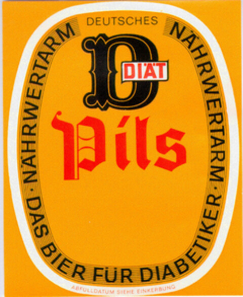 DIÄT Pils  DAS BIER FÜR DIABETIKER Logo (DPMA, 14.11.1967)