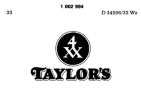 TAYLOR`S Logo (DPMA, 10/24/1979)