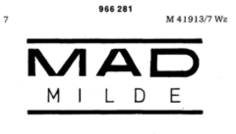 MAD MILDE Logo (DPMA, 10.07.1976)