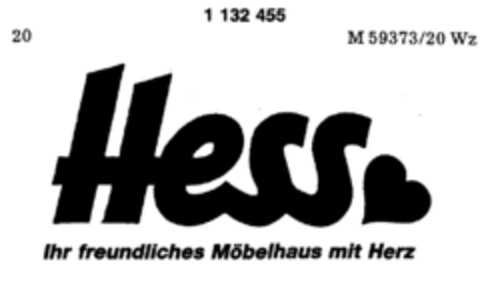Hess  Ihr freundliches Möbelhaus mit Herz Logo (DPMA, 10/13/1986)