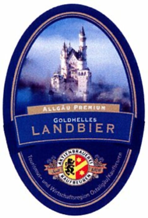 Allgäu Premium Goldhelles LANDBIER AKTIENBRAUEREI KAUFBEUREN Tourismus- und Wirtschaftsregion Ostallgäu/Kaufbeuren Logo (DPMA, 07/15/2005)