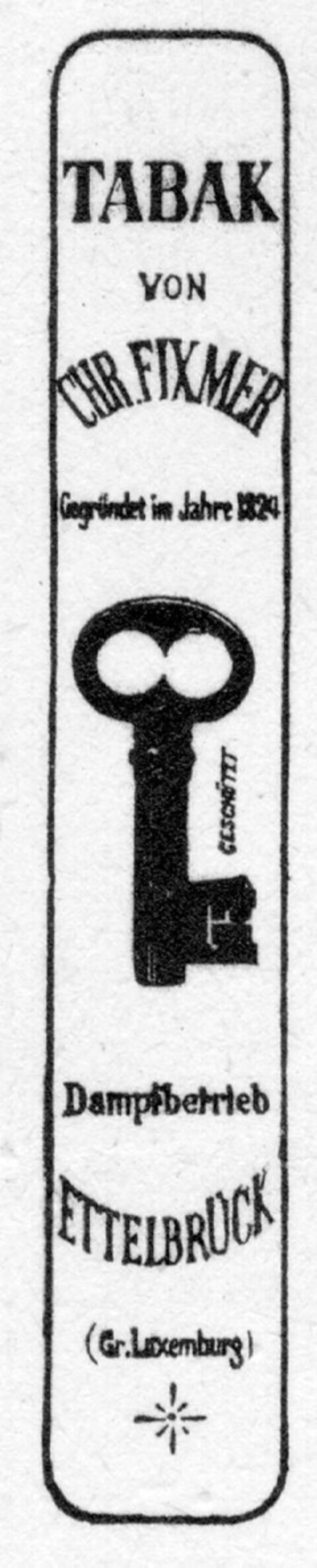 TABAK VON CHR. FIXMER Logo (DPMA, 01.11.1894)