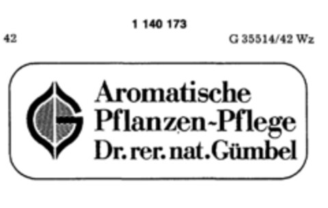 Aromatische Pflanzen-Pflege Dr.rer.nat.Gümbel Logo (DPMA, 05/10/1988)