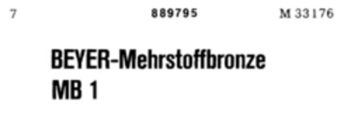 BEYER-Mehrstoffbronze MB 1 Logo (DPMA, 22.08.1970)