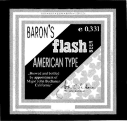 BARON'S flash BEER AMERICAN TYPE Logo (DPMA, 25.04.1997)
