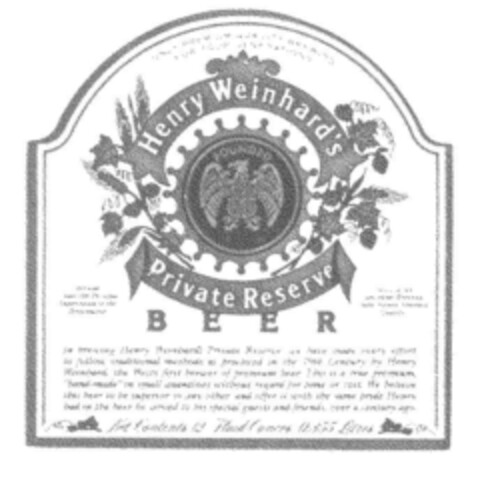 Henry Weinhard's Private Reserve BEER Logo (DPMA, 20.09.1988)