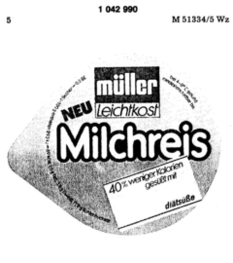 mü ller Leichtkost Milchreis Logo (DPMA, 04/19/1982)