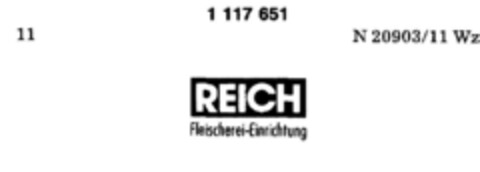 REICH Fleischerei-Einrichtung Logo (DPMA, 15.04.1987)