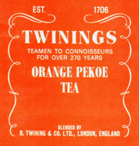 TWININGS ORANGE PEKOE TEA Logo (DPMA, 31.10.1980)