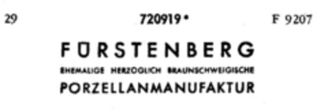 FÜRSTENBERG EHEMALIGE HERZOGLICH BRAUNSCHWEIGISCHE PORZELLANMANUFAKTUR Logo (DPMA, 18.10.1958)