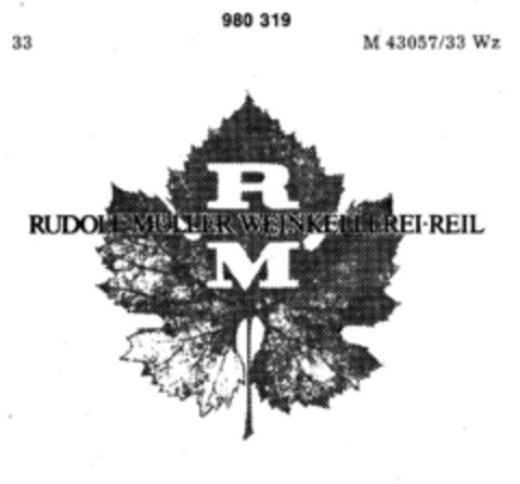 RM  RUDOLF MÜLLER WEINKELLEREI REIL Logo (DPMA, 04/12/1977)