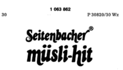Seitenbacher müsli-hit Logo (DPMA, 11/04/1983)