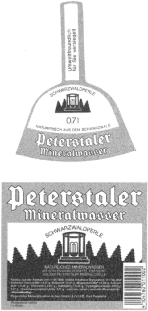 Peterstaler Mineralwasser Logo (DPMA, 31.01.1992)