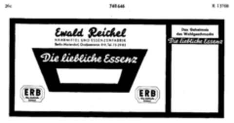 Ewald Reichel  Die liebliche Essenz Logo (DPMA, 06/29/1960)
