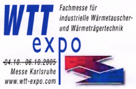 WTT expo Fachmesse für industrielle Wärmetauscher- und Wärmeträgertechnik Logo (DPMA, 08.04.2005)