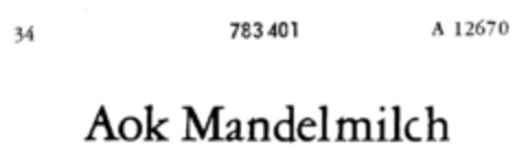 Aok Mandelmilch Logo (DPMA, 12/08/1962)