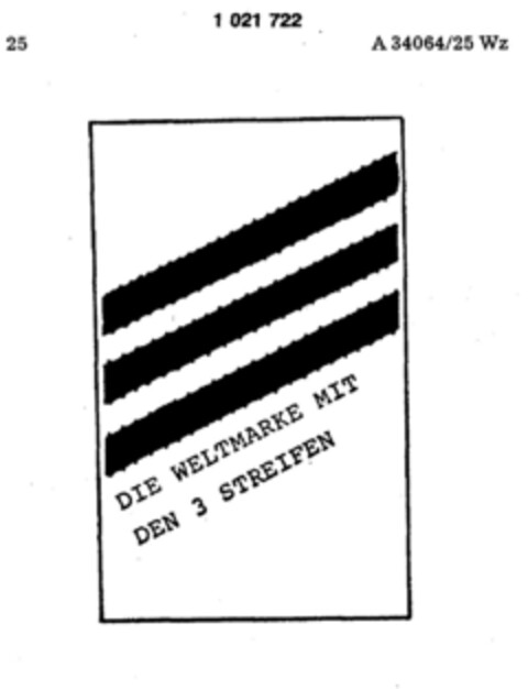 DIE WELTMARKE MIT DEN 3 STREIFEN Logo (DPMA, 12/05/1980)