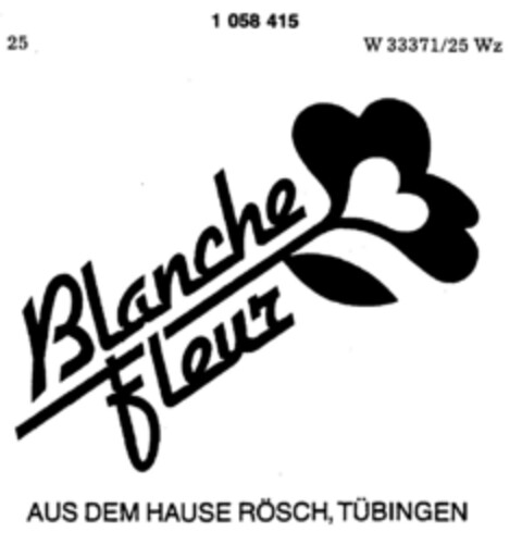 Blanche fleur AUS DEM HAUSE RÖSCH, TÜBINGEN Logo (DPMA, 13.07.1983)