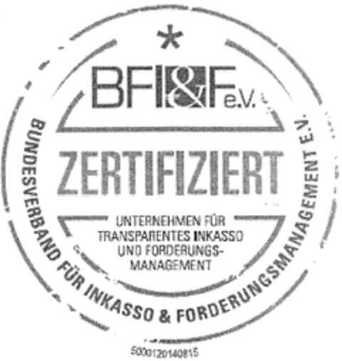 BFI&F e.V. ZERTIFIZIERT Logo (DPMA, 29.09.2014)
