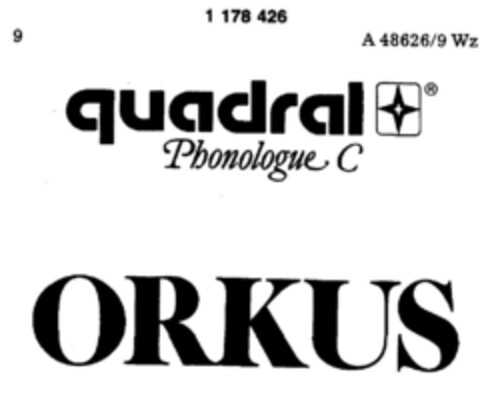 QUADRAL PHONOLOGUE C ORKUS Logo (DPMA, 18.08.1990)