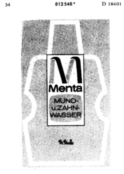 MENTA MUND- u. ZAHN-WASSER Logo (DPMA, 15.04.1965)