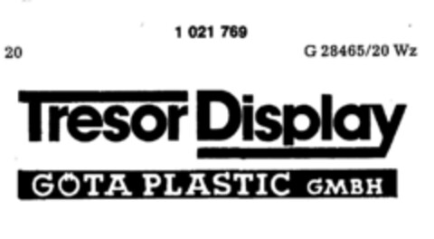 Tresor Display GÖTA PLASTIK GMBH Logo (DPMA, 22.12.1980)