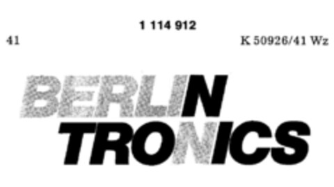 BERLIN TRONICS Logo (DPMA, 02/24/1987)