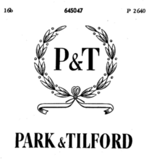 PARK & TILFORD P & T Logo (DPMA, 08/28/1952)