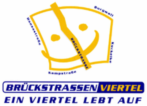 BRÜCKSTRASSENVIERTEL EIN VIERTEL LEBT AUF Logo (DPMA, 04.08.2000)