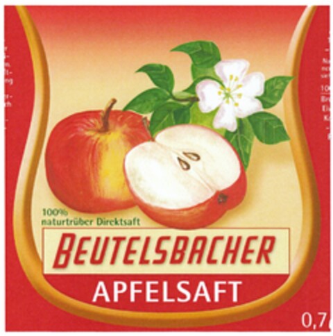 100% naturtrüber Direktsaft BEUTELSBACHER APFELSAFT 0,7 Logo (DPMA, 07/08/2011)