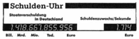 Schulden-Uhr Staatsverschuldung in Deutschland Logo (DPMA, 02/08/2005)