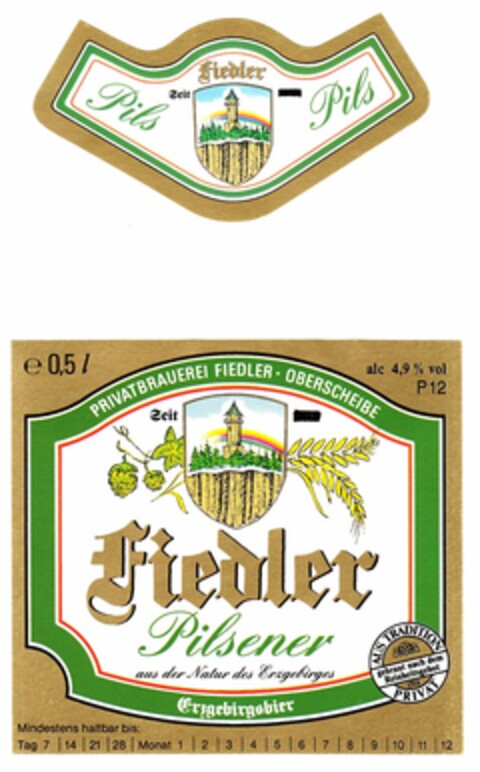 Fiedler Pilsener aus der Natur des Erzgebirges Logo (DPMA, 09/15/1993)