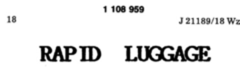 RAPID LUGGAGE Logo (DPMA, 08/22/1986)