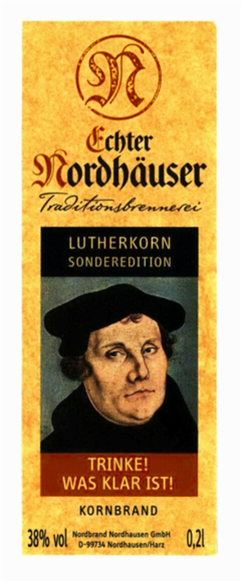 Echter Nordhäuser LUTHERKORN SONDEREDITION Logo (DPMA, 10.02.2017)