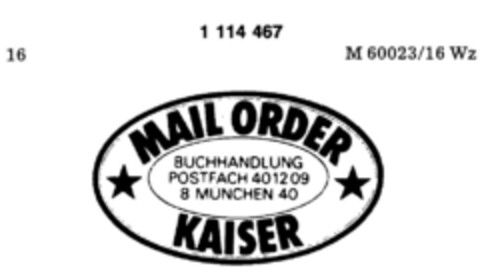 MAIL ORDER KAISER Logo (DPMA, 03.02.1987)