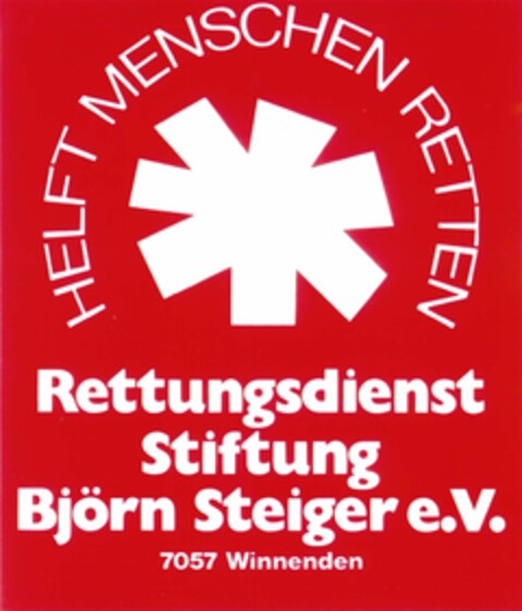 Rettungsdienst Stiftung Björn Steiger HELFT MENSCHEN RETTEN Logo (DPMA, 12/30/1992)