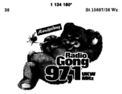 Radio Gong 97,1 UKW MHz Abendzeitung Logo (DPMA, 04.05.1988)