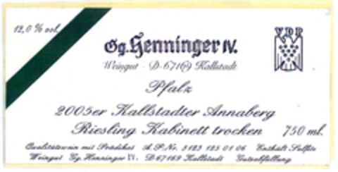 Gg. Henninger IV Logo (DPMA, 26.01.2007)