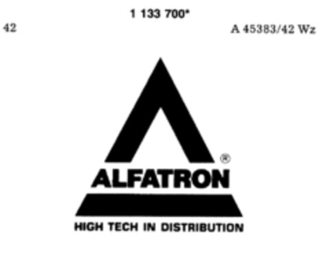 ALFATRON HIGH TECH IN DISTRIBUTION Logo (DPMA, 10/26/1988)