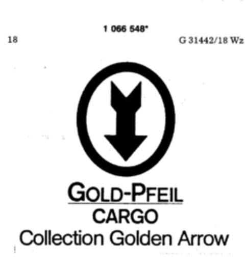 GOLD-PFEIL CARGO Collection Golden Arrow Logo (DPMA, 22.06.1984)